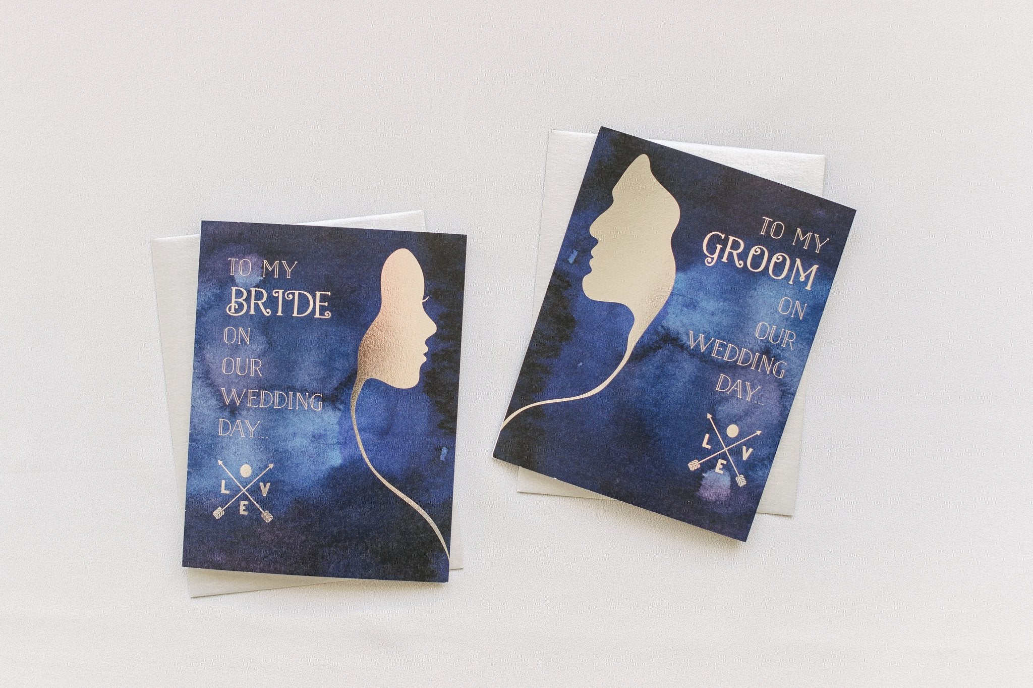 Two Halves of a Whole Bride and Groom Cards