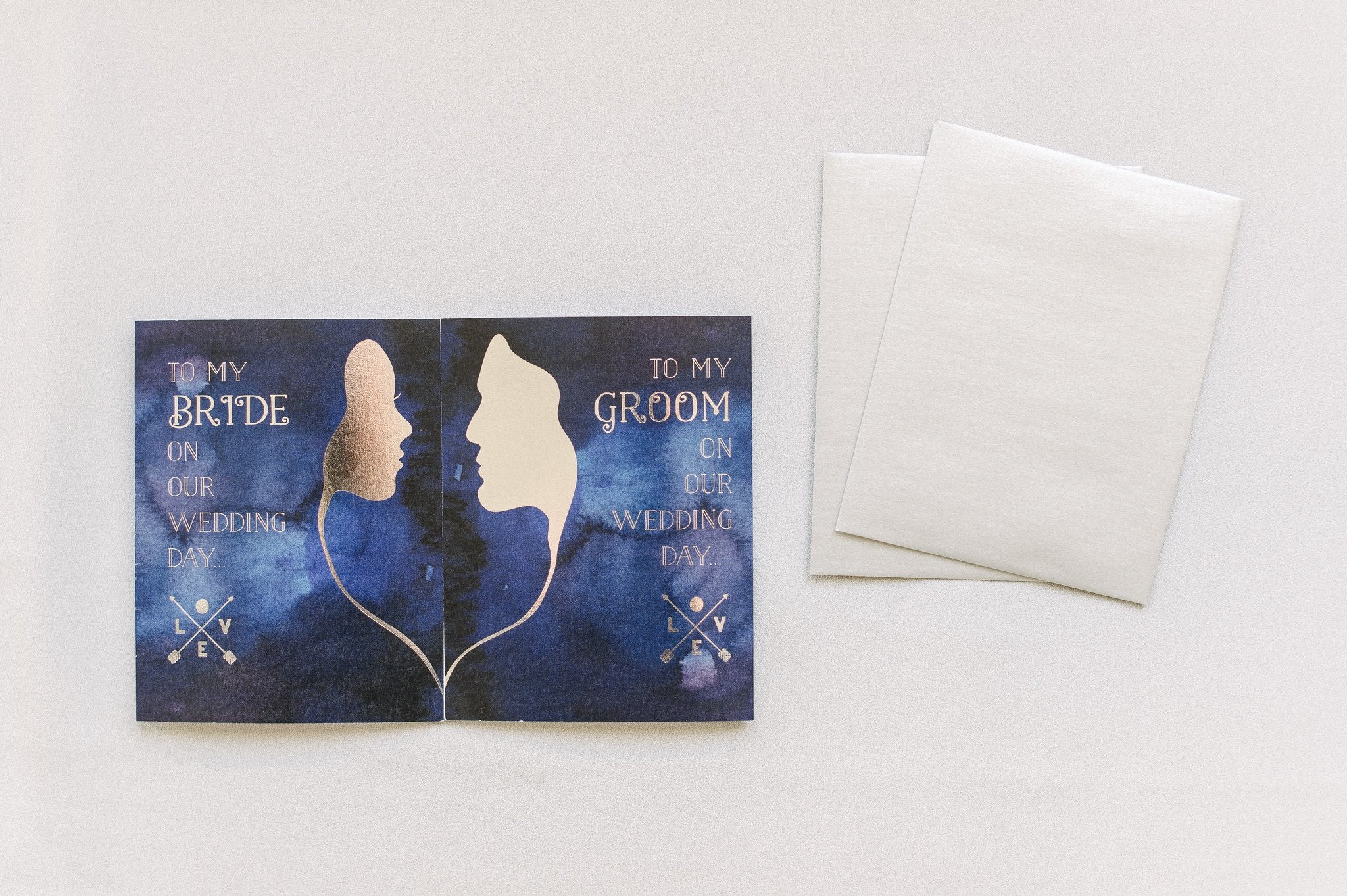 Two Halves of a Whole Bride and Groom Cards