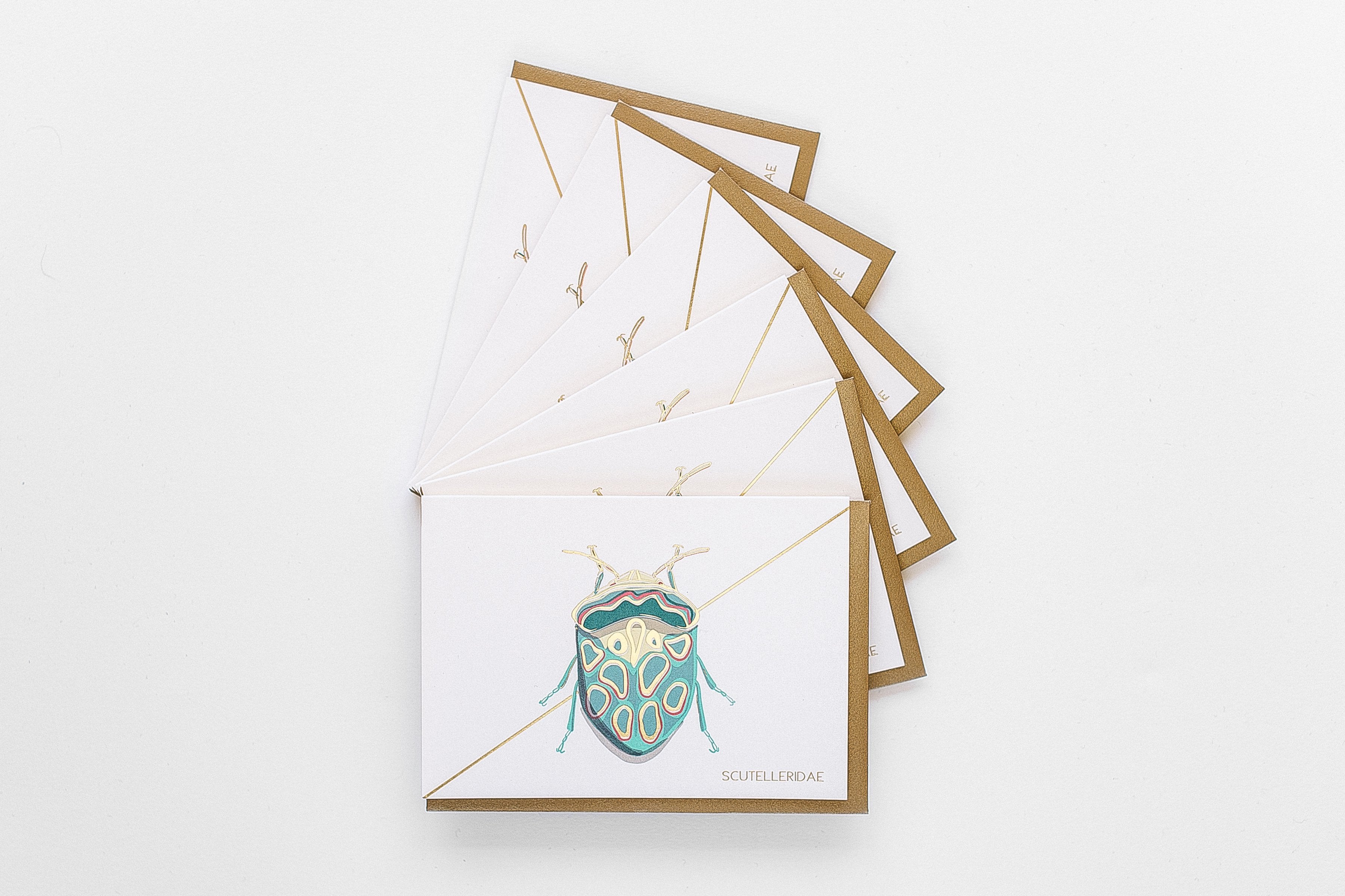 Teal Beetle Stationery - Boxed Set of Six